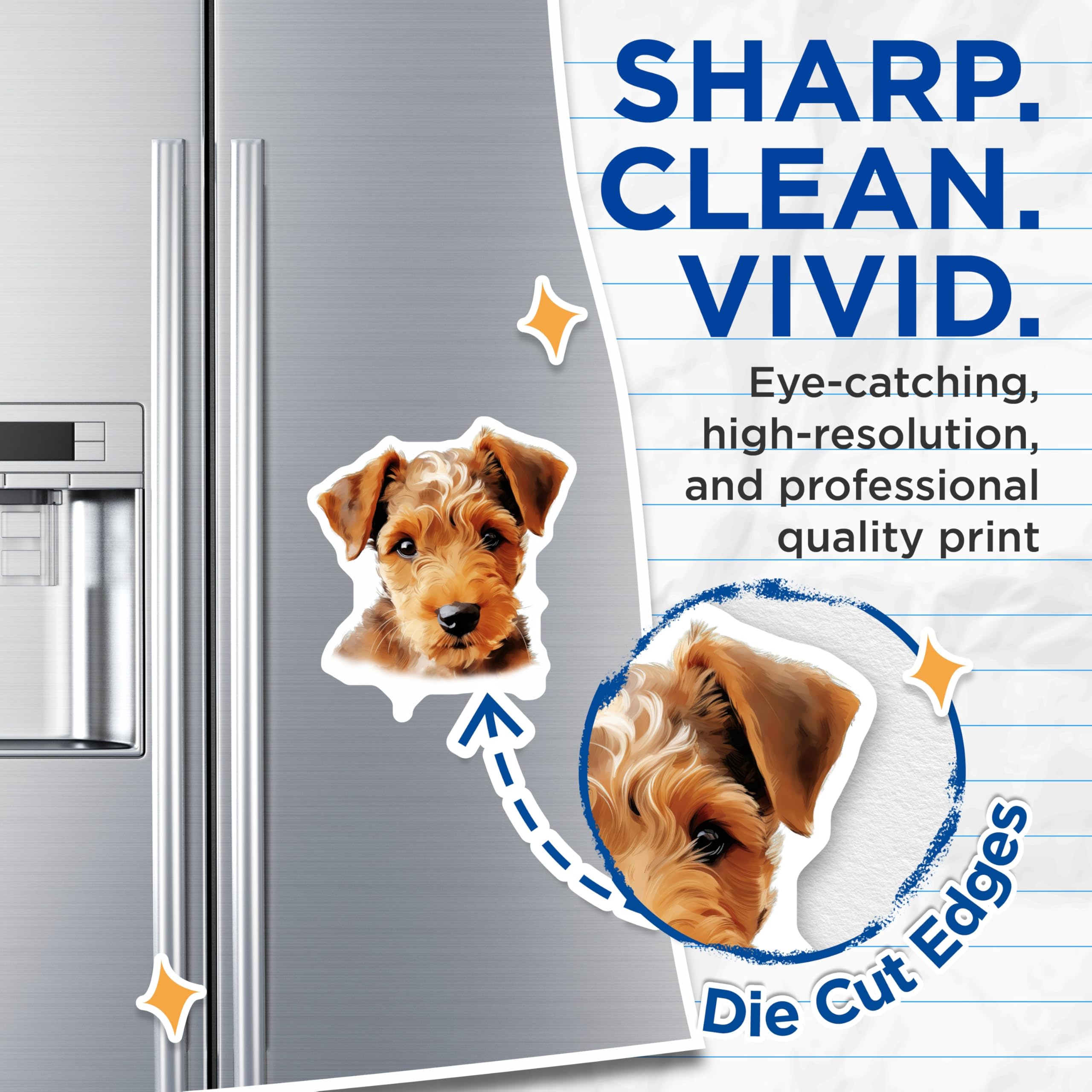 (2 Pack) Welsh Terrier Puppy Magnets - Dog Lover Decor - Dog Mom Dad Accessory - 5 Inches On Longest Side - Thick Durable Magnet - Made in USA - MAG25347