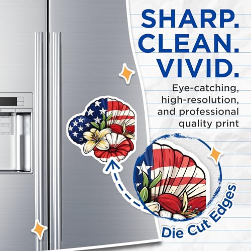 (2 Pack) Patriotic Floral Magnets Magnets - American Flag Decor - USA Themed - 5" On Longest Side - Made in USA - Sticks to Refrigerators & Metal Surfaces - MAG8973