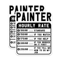(2 Pack) Painter Hourly Rate Stickers - Funny Painter Sticker - Rate Chart Sticker - 5" On Longest Side - Sticks to Smooth Flat Surfaces - Made in USA - BMCS5008