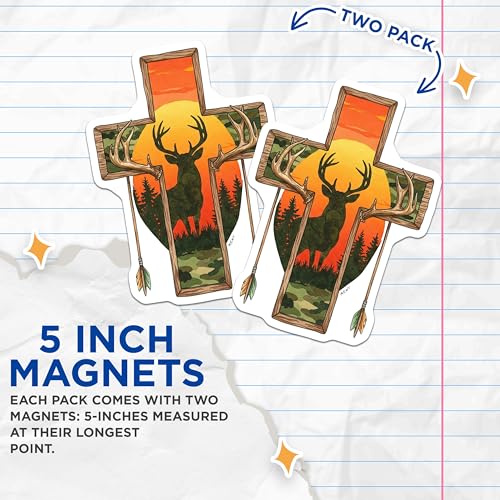 (2 Pack) Outdoor Hunting Theme Magnet - Nature Wildlife Cabin Decor - 5" On Longest Side - Sticks to Smooth Flat Surfaces - Made in USA - MAG9955