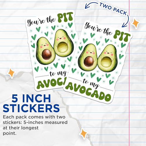 (2 Pack) Cute Avocado Stickers - 5" On Longest Side - Sticks to Smooth Flat Surfaces - Made in USA - BMCS8378 - BMCS8378