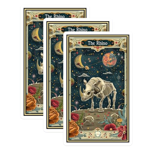 (3 Pack) Rhino Skeleton Decals - Celestial Space - Animal Skeleton Decals - 3 Inches On Longest Side - Easy Peel & Apply - Made in USA - 3MCS2450