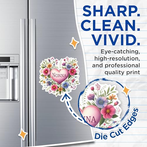 (2 Pack) Nonna Flower Heart Magnets - Grandmother Love Magnets - Floral Nonna Decor Magnets- 5" On Longest Side - for Fridges, Toolboxes, Cars - Made in USA - MAG2891