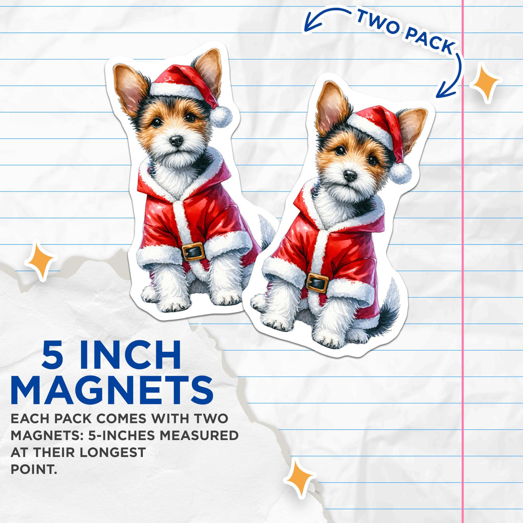 (2 Pack) Christmas Dog Magnets - Santa Puppy Decor - Holiday Pet Owner Present - Yorkie Terrier Lover - 5 Inches On Longest Side - Thick Durable Magnet - Made in USA - MAG25230