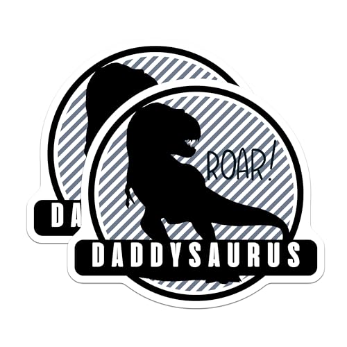 (2 Pack) Daddysaurus Magnets - Dinosaur Dad Magnets - Fun Roar Dad Magnets - Unique Dad Decor Magnets - 5" On Longest Side - for Cars, Refrigerators, Toolboxes, Lockers - Made in USA BMCS3414