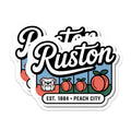 (2 Pack) Ruston Magnets - Peach City - Bulldog Mascot Refrigerator Magnets - 5" On Longest Side - Premium Magnet - for Cars, Refrigerators, Toolboxes, Lockers - Made in USA - MAG17334