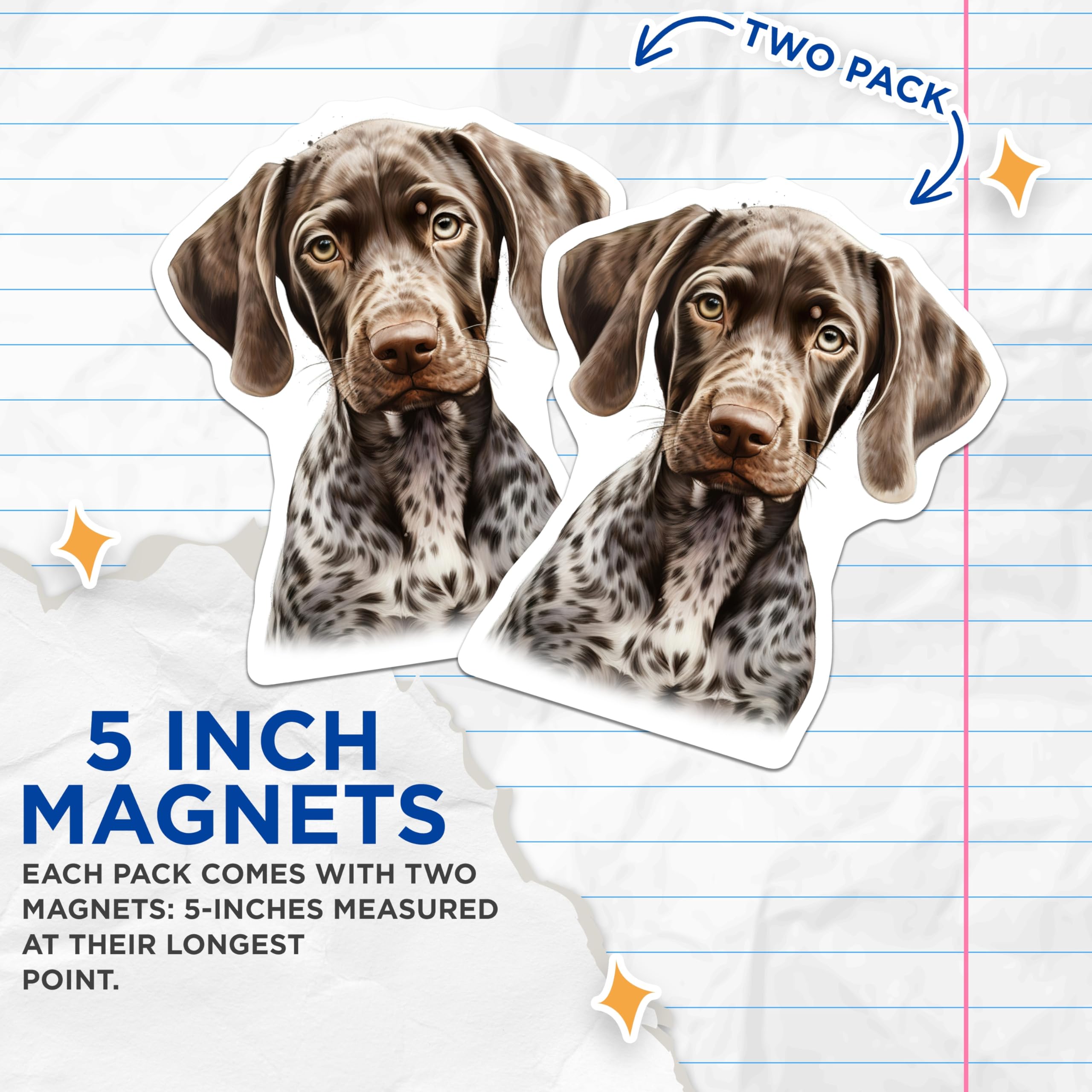 (2 Pack) German Shorthaired Pointer Magnets - GSP Dog Art - Pet Owner Refrigerator Decor - 5 Inches On Longest Side - Thick Durable Magnet - Made in USA - MAG30640