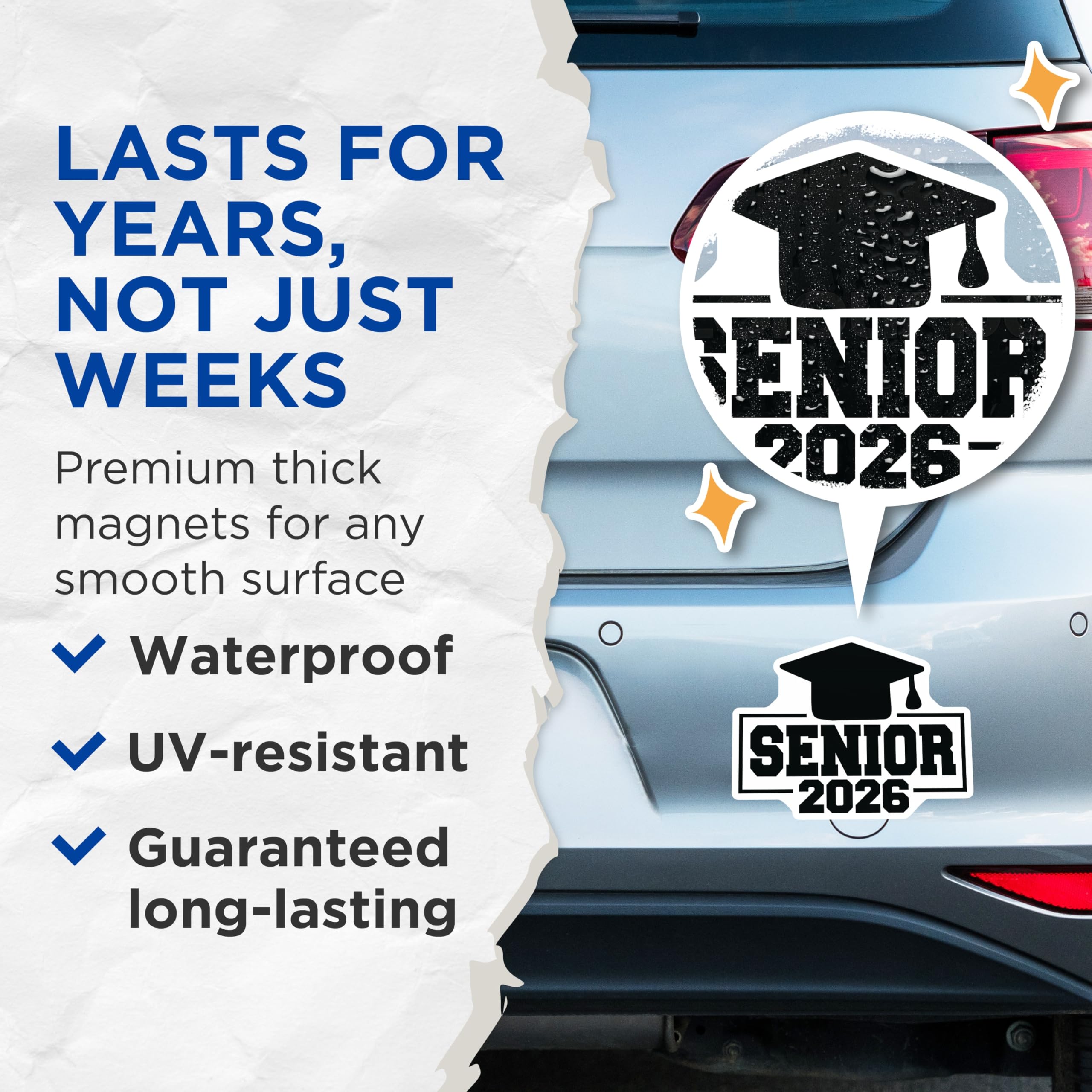 (2 Pack) Senior 2026 Magnets - Graduation Year Fridge Magnets - Class of 2026 Locker Decorations- 5" On Longest Side - Sticks to Smooth Flat Surfaces - Made in USA - MAG11689