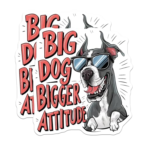 (2 Pack) Dog Lover Magnets Magnets - Big Dog Bigger Attitude - Funny Pet Decor - 5" On Longest Side - Made in USA - Sticks to Refrigerators & Metal Surfaces - MAG8537