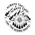 (2 Pack) Always Take Scenic Route Magnets - Mountain Compass Art - Adventure Lover Decor - Outdoor Explorer Inspiration - 5 Inches On Longest Side - Thick Durable Magnet - Made in USA - MAG39071