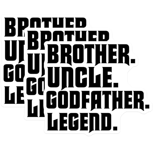 (3 Pack) Brother Uncle Godfather Decals - Legend Sibling - Family Members - 3 Inches On Longest Side - Easy Peel & Apply - Made in USA - 3MCS1843