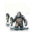 (2 Pack) Bigfoot Fishing Magnets - Funny Sasquatch Angler - Kiss My Bass Humor for Fishermen - 5 Inches On Longest Side - Thick Durable Magnet - Made in USA - MAG20897