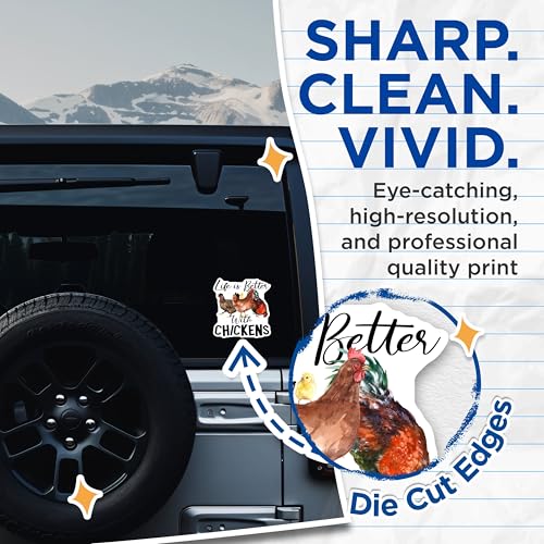 (2 Pack) Life is Better with Chickens Stickers - Farm Animal Stickers - Chicken Lovers Sticker - 5" On Longest Side - Sticks to Smooth Flat Surfaces - Made in USA - BMCS5770