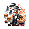(2 Pack) Grillfather Funny BBQ Stickers - Skeleton Chef - Grill Master Humor - Barbecue King - Outdoor Grilling Fun - 5" On Longest Side - Sticks to Smooth Flat Surfaces - Made in USA - BMCS7456