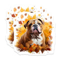 (2 Pack) Bulldog Fall Magnets - Autumn Dog Decor - Pet Lover Kitchen Accessories - English Bulldog Art - 5 Inches On Longest Side - Thick Durable Magnet - Made in USA - MAG26001
