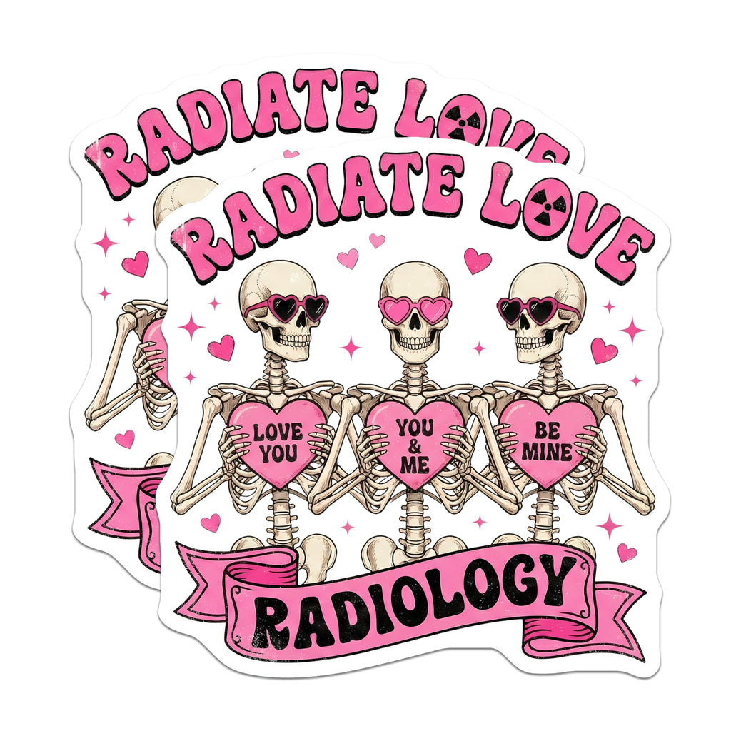 (2 Pack) Radiology Skeleton Magnets - Radiate Love - Heart Sunglasses Magnet Set - 5" On Longest Side - Premium Magnet - for Cars, Refrigerators, Toolboxes, Lockers - Made in USA - MAG14295