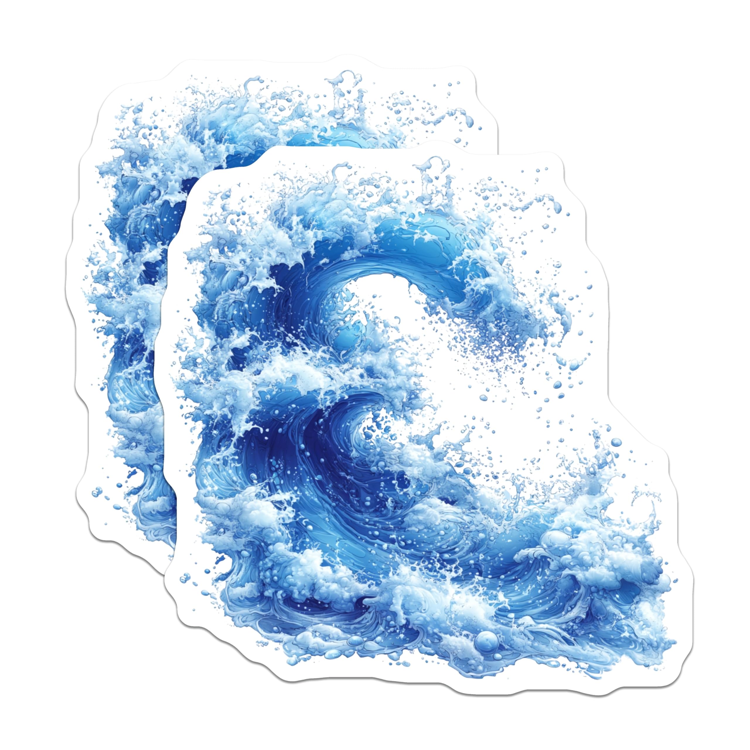 (2 Pack) Crashing Ocean Wave Magnets - Vibrant Blue Water Decor - Coastal Kitchen Aesthetic - Nautical Home Fridge Art - 5 Inches On Longest Side - Thick Durable Magnet - Made in USA - MAG24590