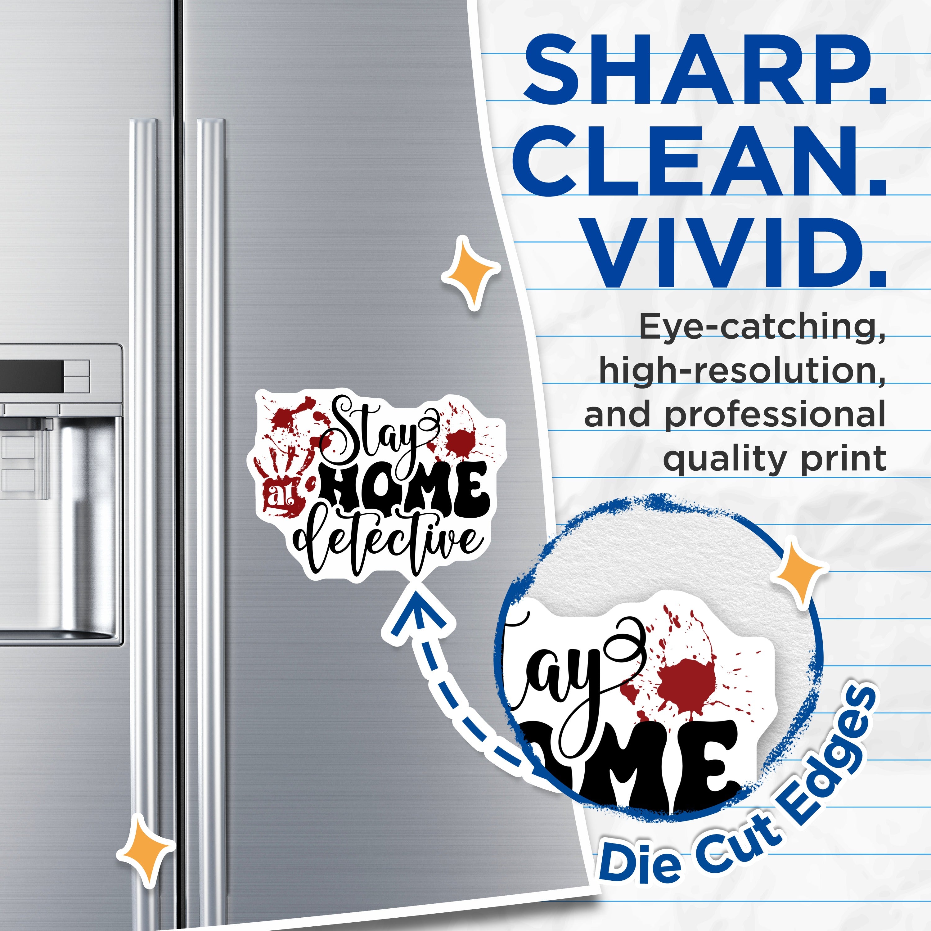 (2 Pack) Stay at Home Detective Magnets - True Crime Fan Decor - Murder Mystery Lover - 5 Inches On Longest Side - Thick Durable Magnet - Made in USA - MAG36958