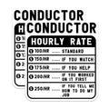 (2 Pack) Conductor Hourly Rate Stickers - Funny Railroad Worker Stickers - Train Conductor Meme Stickers - 5" On Longest Side - Sticks to Smooth Flat Surfaces - Made in USA - BMCS4934