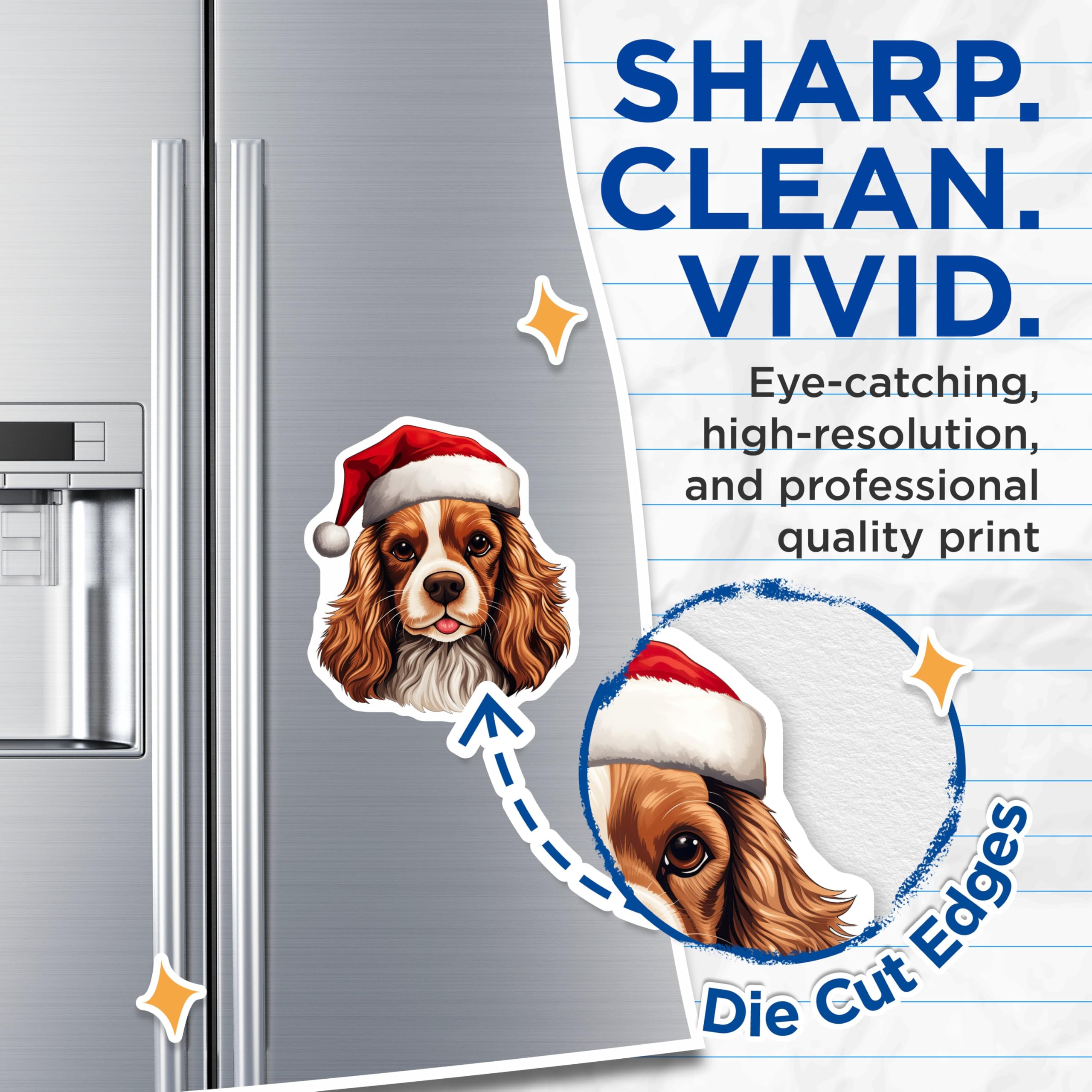 (2 Pack) Cavalier King Charles Spaniel Magnets - Christmas Dog Decor Holiday - Santa Hat Pet Lover Home Accessory - 5 Inches On Longest Side - Thick Durable Magnet - Made in USA - MAG23980