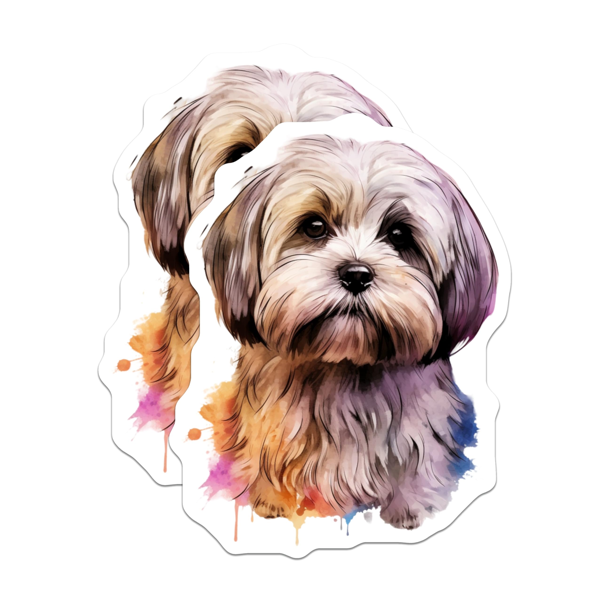(2 Pack) Shih Tzu Dog Magnets - Watercolor Pet Art - Dog Mom Kitchen Fridge Decor - 5 Inches On Longest Side - Thick Durable Magnet - Made in USA - MAG27515