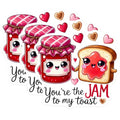 (3 Pack) Jam and Toast Decals - Cute Food Pun - Couple Stickers - 3 Inches On Longest Side - Easy Peel & Apply - Made in USA - 3MCS2292