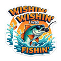 (2 Pack) Wishin I was Fishin Magnets - Funny Fishing Refrigerator Decor - Bass Angler Tackle Box Present for Him - 5 Inches On Longest Side - Thick Durable Magnet - Made in USA - MAG37791