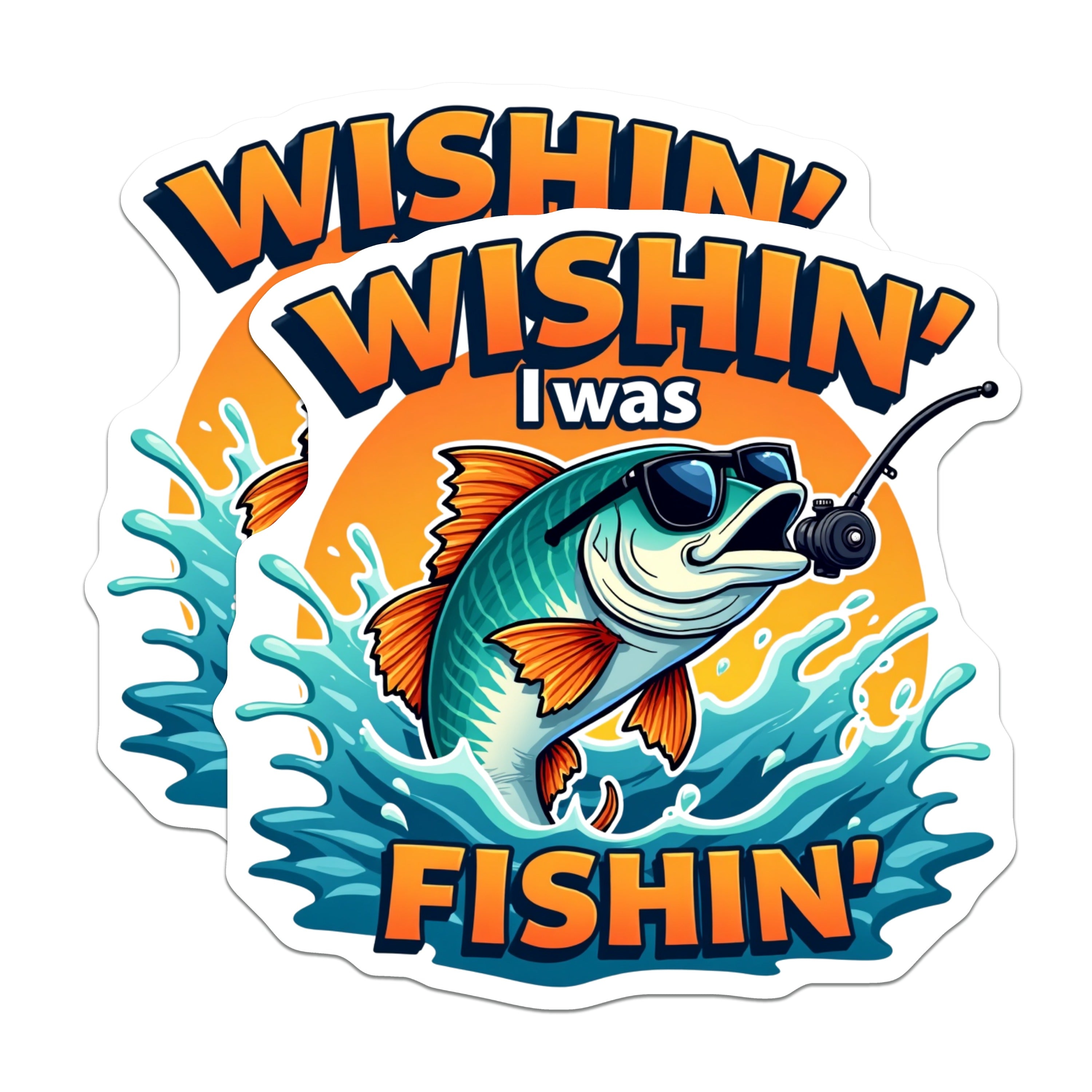 (2 Pack) Wishin I was Fishin Magnets - Funny Fishing Refrigerator Decor - Bass Angler Tackle Box Present for Him - 5 Inches On Longest Side - Thick Durable Magnet - Made in USA - MAG37791