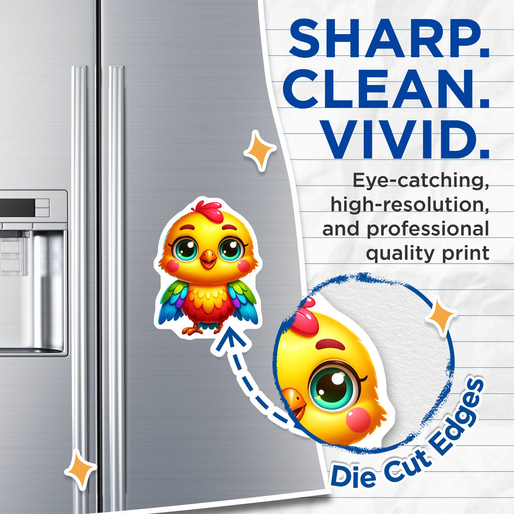 (2 Pack) Cute Baby Chick Magnets - Kawaii Animal Fridge Decor - Vibrant Bird Locker Accessory - 5 Inches On Longest Side - Thick Durable Magnet - Made in USA - MAG39738