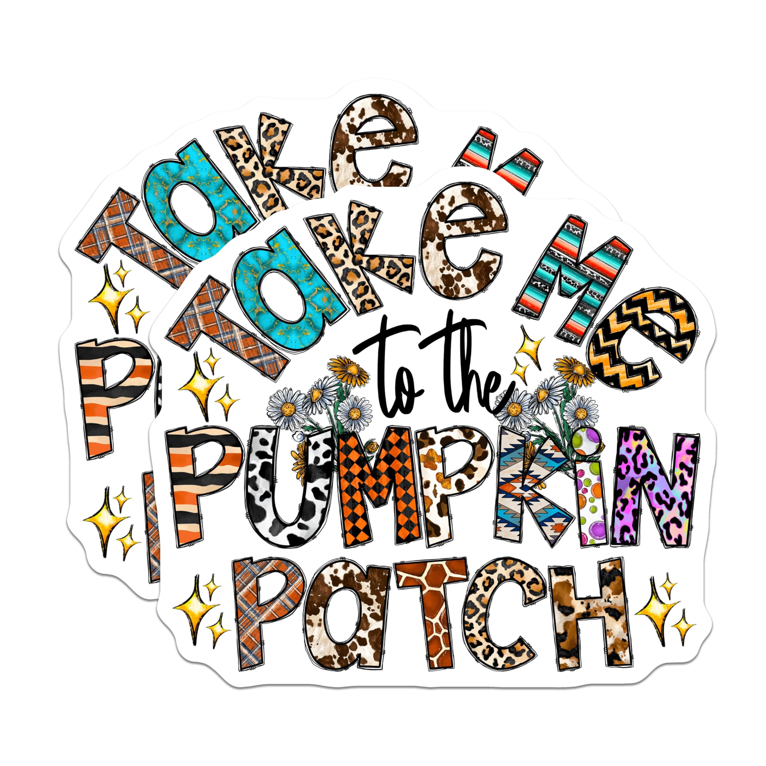 (2 Pack) Take Me to the Pumpkin Patch Magnets - Boho Western Fall Decor - Eclectic Autumn Kitchen - 5 Inches On Longest Side - Thick Durable Magnet - Made in USA - MAG28071