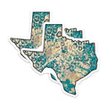 (2 Pack) Texas State Magnets - Turquoise Beige Leopard Print - Texas Home Decor - 5" On Longest Side - Premium Magnet - for Cars, Refrigerators, Toolboxes, Lockers - Made in USA - MAG18866