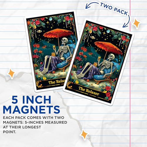 (2 Pack) Fun Skeleton Design Magnet - Tropical Beach Vibes - Unique Home Decor - Skeleton Beach Art - 5" On Longest Side - Sticks to Smooth Flat Surfaces - Made in USA - MAG10016