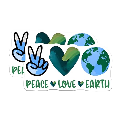 (2 Pack) Peace Love Earth Magnets Magnets - Eco-Friendly Decor - 5" On Longest Side - Made in USA - Sticks to Refrigerators & Metal Surfaces - MAG8438