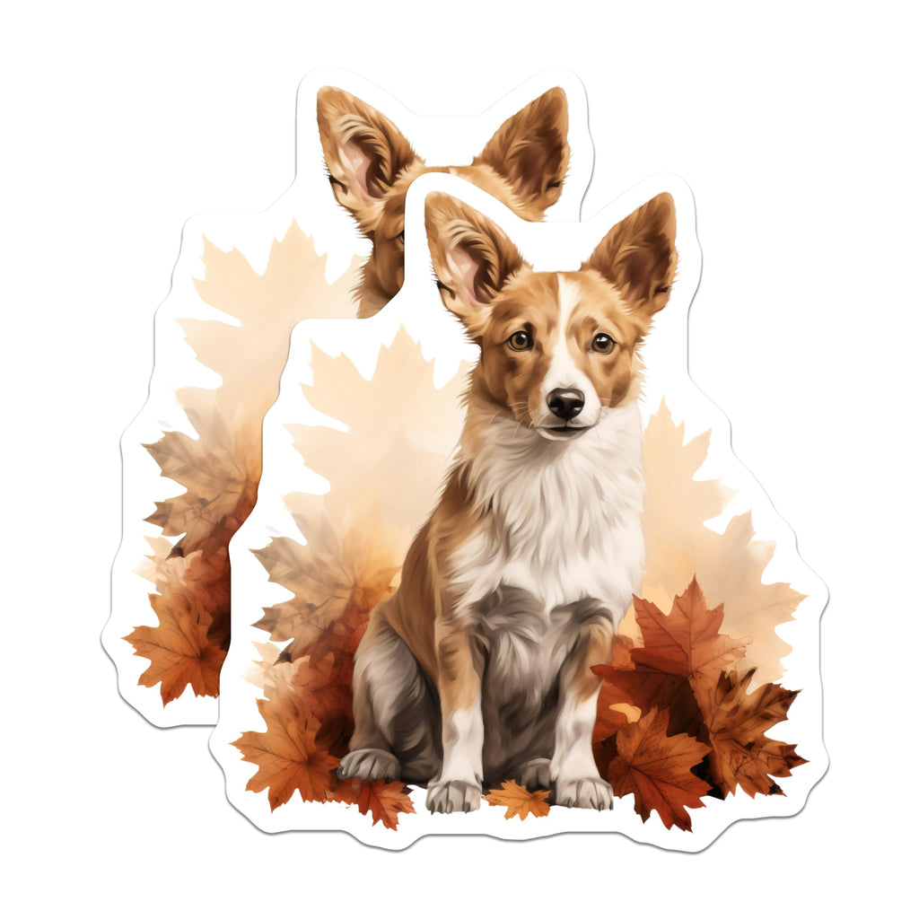 (2 Pack) Corgi Dog Autumn Magnets - Fall Leaves Refrigerator Decor - Cute Pet Lover Kitchen Accessory - 5 Inches On Longest Side - Thick Durable Magnet - Made in USA - MAG25441