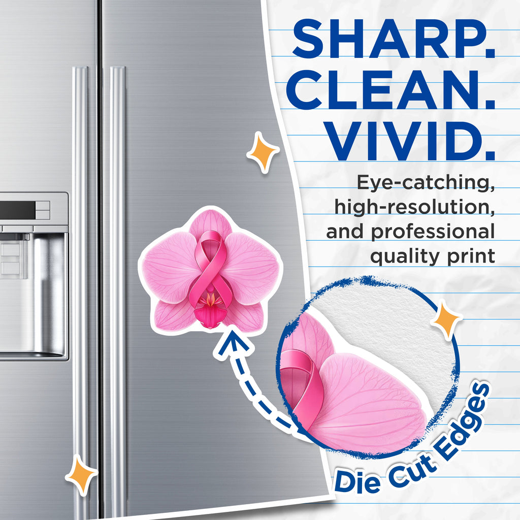 (2 Pack) Breast Cancer Awareness Magnets - Pink Ribbon Orchid Support - Survivor Hope Fighter Women's Health - 5 Inches On Longest Side - Thick Durable Magnet - Made in USA - MAG36246