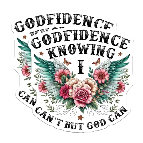 (2 Pack) Godfidence Knowing I Can't But God Can Magnets - Floral Religious Magnets - Inspirational Faith Magnets - 5" On Longest Side - for Cars, Fridges, Toolboxes - Made in USA - MAG4074