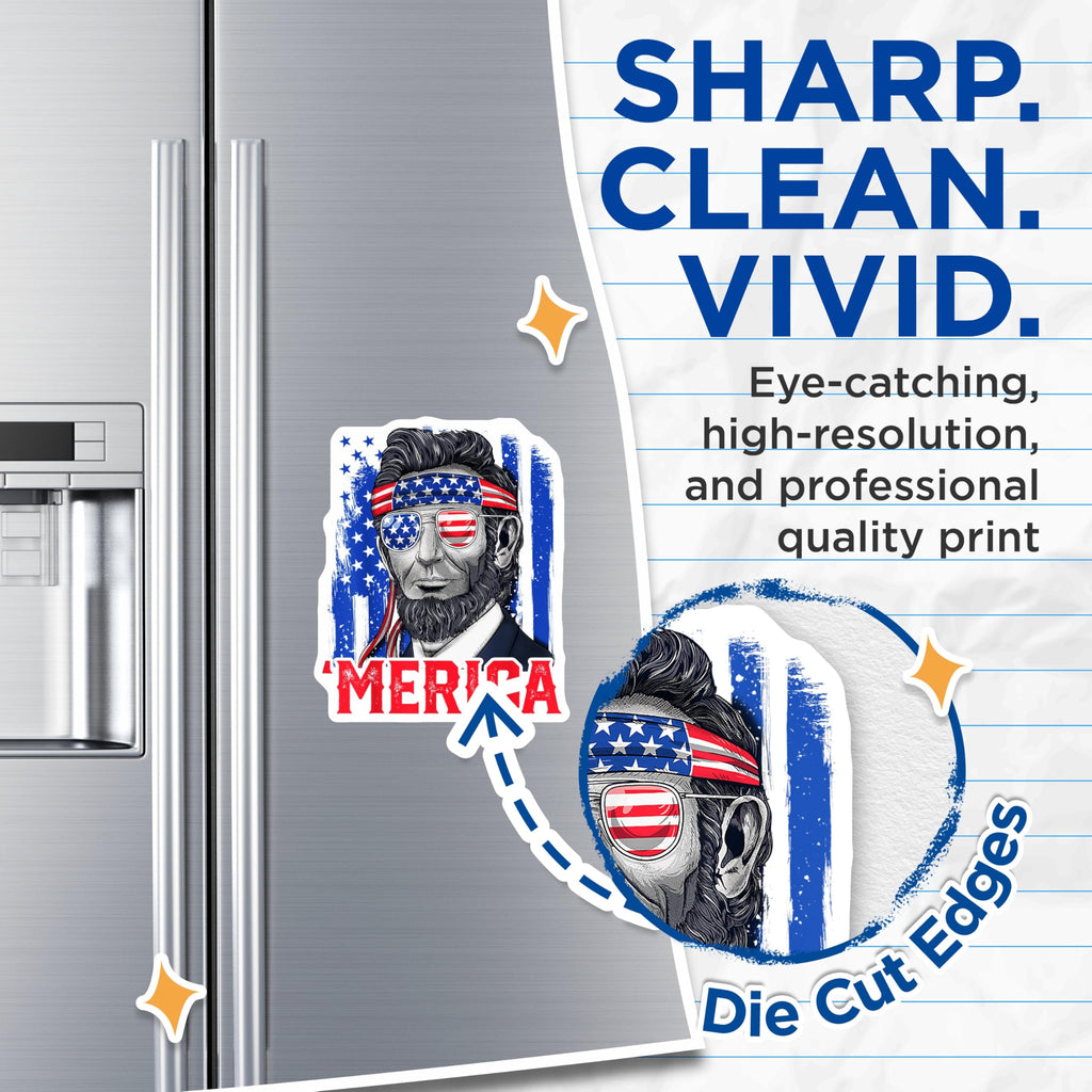 (2 Pack) Abe Lincoln Magnets - Patriotic America Refrigerator Decor - Funny US Flag Collectible - 5 Inches On Longest Side - Thick Durable Magnet - Made in USA - MAG25043