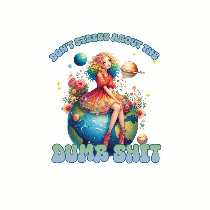 (3 Pack) Girl On Earth Decals - Don't Stress - Anime Style - 3 Inches On Longest Side - Easy Peel & Apply - Made in USA - 3MCS7801