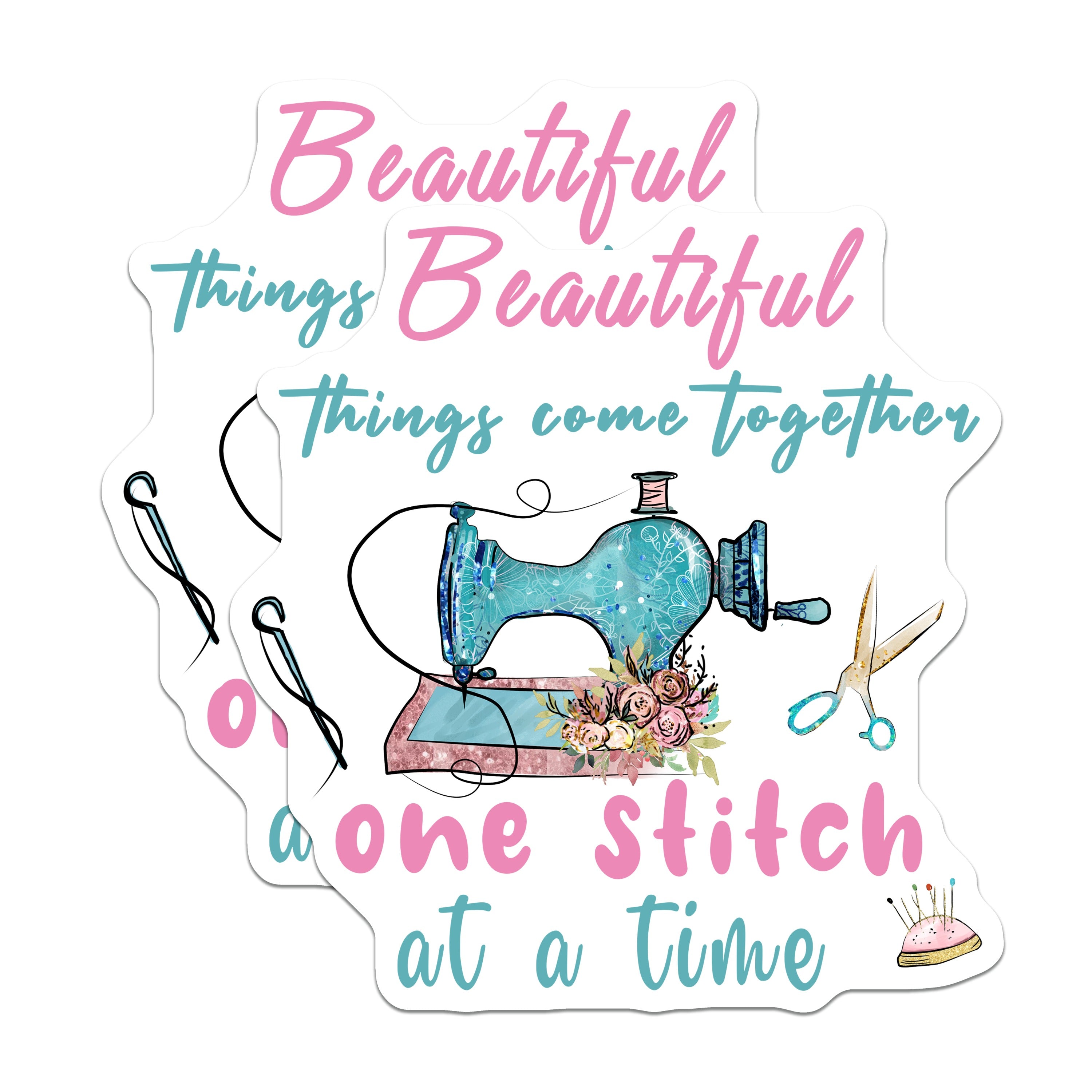 (2 Pack) Sewing Machine Magnets - Inspirational Craft Quote Decor - Seamstress Accessories - Quilting Room Motivation - 5 Inches On Longest Side - Thick Durable Magnet - Made in USA - MAG36219