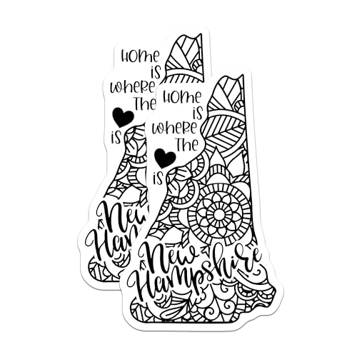 (2 Pack) Home is Where The Heart is Magnets Magnets - New Hampshire State Magnet - Mandala Design Magnet - 5" On Longest Side - Made in USA - Sticks to Refrigerators & Metal Surfaces - MAG9077