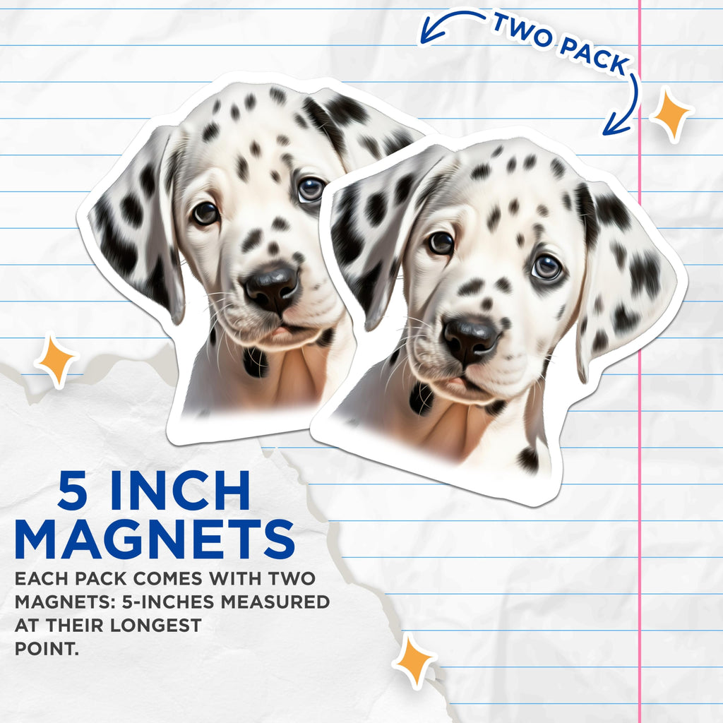 (2 Pack) Adorable Dalmatian Puppy Magnets - Dog Owner Accessories - Fridge Locker Decoration - 5 Inches On Longest Side - Thick Durable Magnet - Made in USA - MAG25478