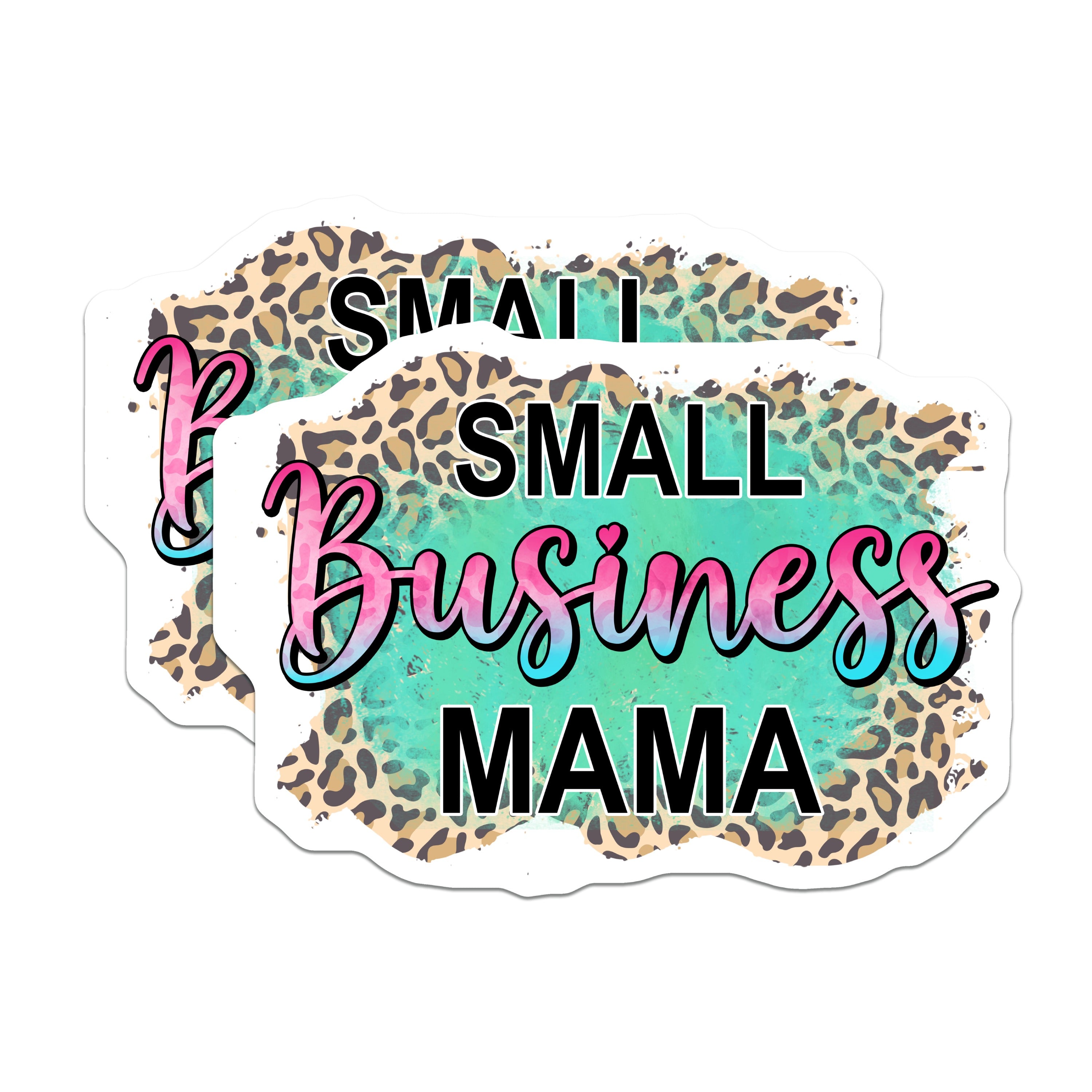 (2 Pack) Small Business Mama Magnets - Entrepreneur Mom Decor - Boss Mom Refrigerator Accessory - Leopard Print Vibe - 5 Inches On Longest Side - Thick Durable Magnet - Made in USA - MAG37049