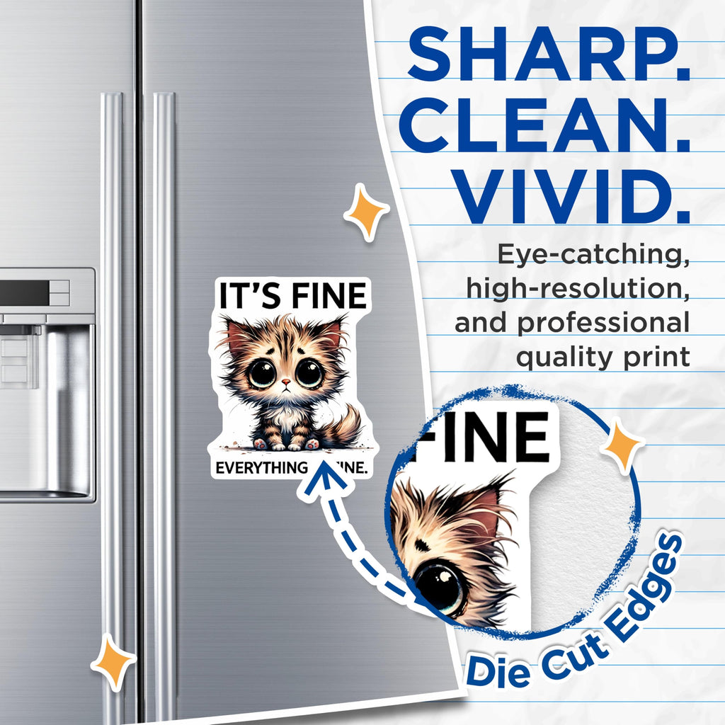 (2 Pack) It's Fine Cat Magnets - Everything is Fine - Cute Kitten Fridge Decor - 5" On Longest Side - Premium Magnet - for Cars, Refrigerators, Toolboxes, Lockers - Made in USA - MAG15907