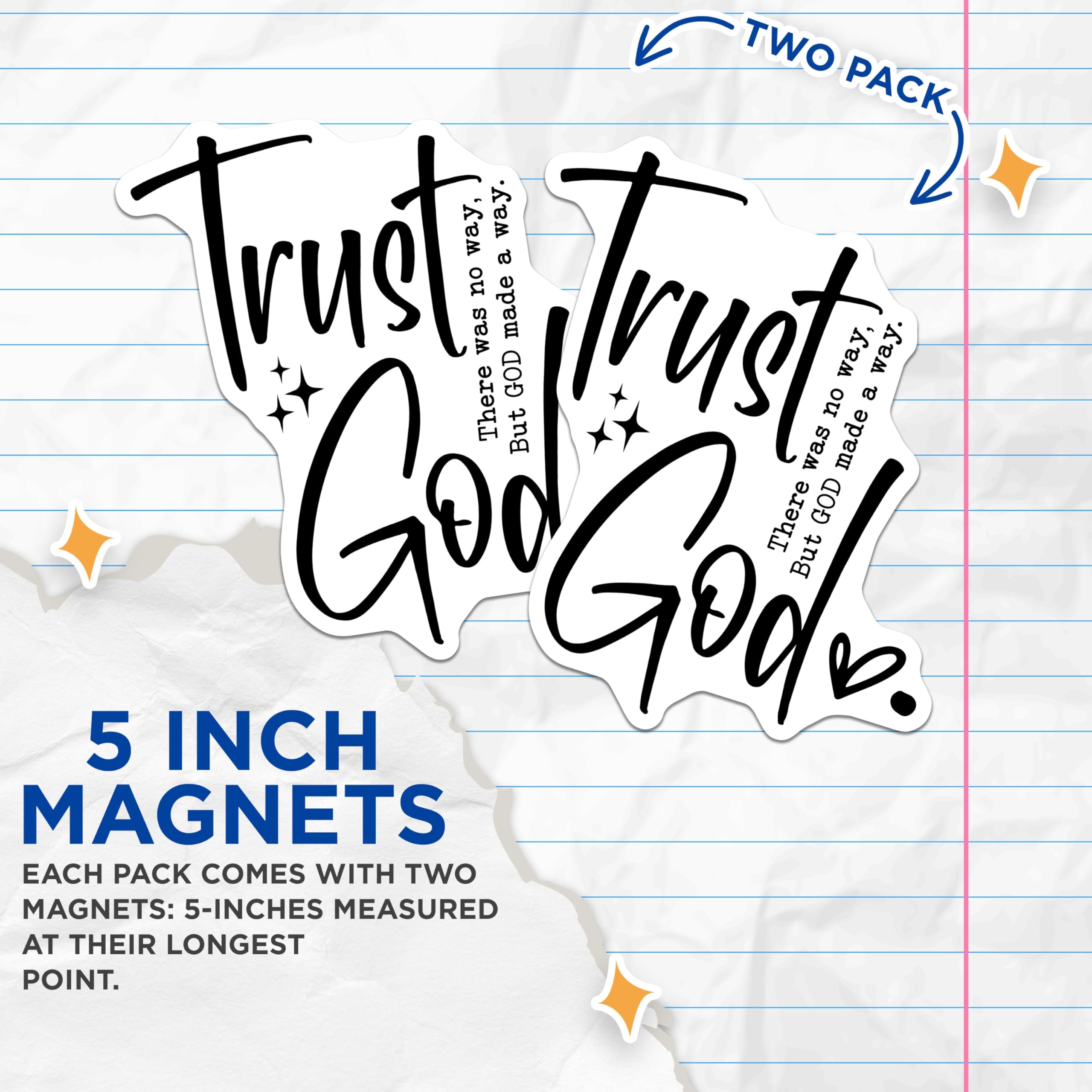 (2 Pack) Trust God Magnets - God Made A Way Quote - Christian Inspirational Home Decor Magnets - 5 Inches On Longest Side - Thick Durable Magnet - Made in USA - MAG23823