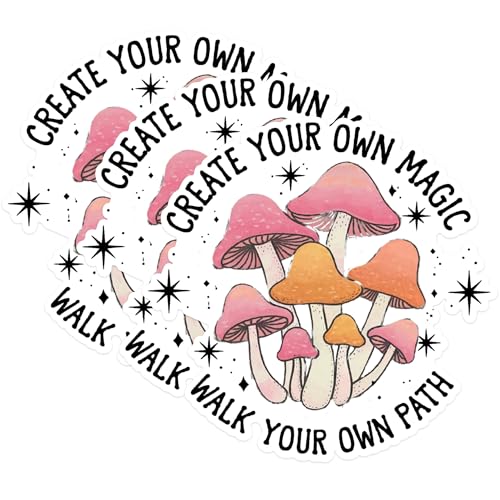 (3 Pack) Mushroom Decals - Create Your Own Magic - Laptop Decals - 3 Inches On Longest Side - Easy Peel & Apply - Made in USA - 3MCS1432