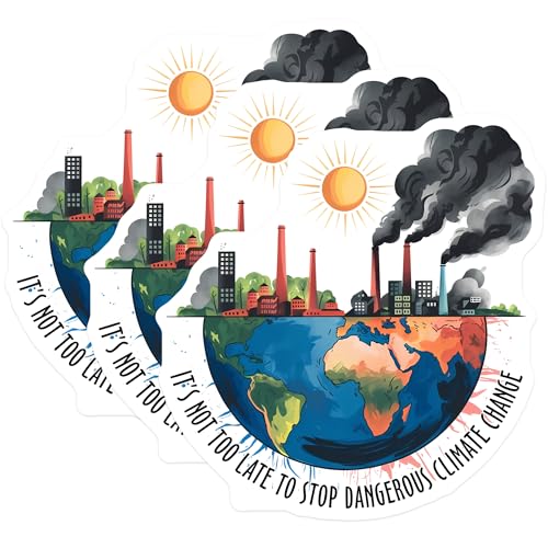 (3 Pack) Climate Change Decals - Earth Laptop Decal - Environmentalist Stickers - 3 Inches On Longest Side - Easy Peel & Apply - Made in USA - 3MCS6451