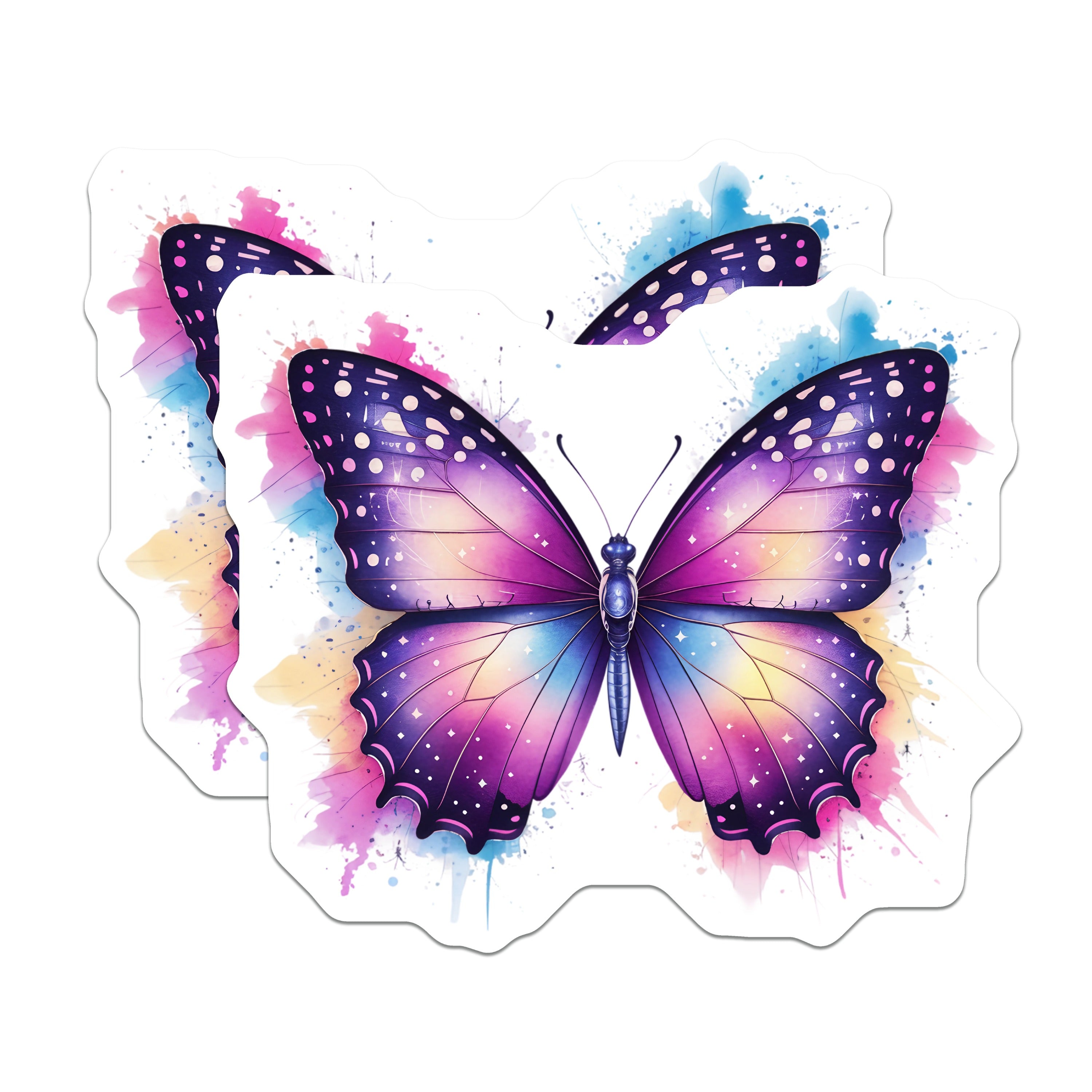 (2 Pack) Celestial Butterfly Magnets - Galaxy Watercolor Art - Aesthetic Fridge Locker Decor - Nature Lover Accents - 5 Inches On Longest Side - Thick Durable Magnet - Made in USA - MAG36358