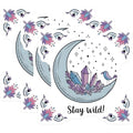 (3 Pack) Moon Crystals Decals - Stay Wild Saying - Laptop Decal - Bohemian Decor- 3 Inches On Longest Side - Easy Peel & Apply - Made in USA - 3MCS5301