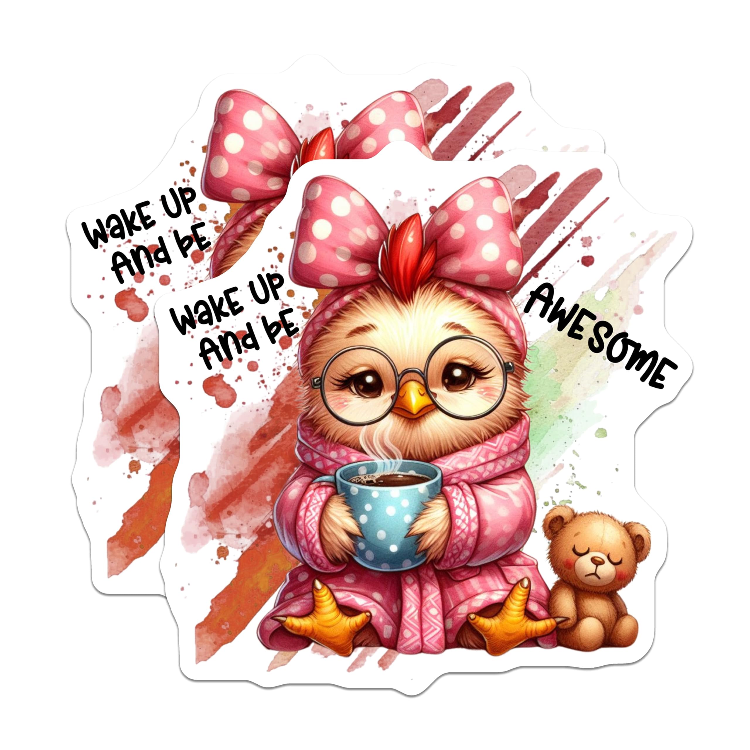 (2 Pack) Cute Chicken Stickers - Inspirational Quote Stickers - Adorable Animal Art Decal - Fun Mug Chick Stickers - 5" On Longest Side - Sticks to Smooth Flat Surfaces - Made in USA - BMCS4510