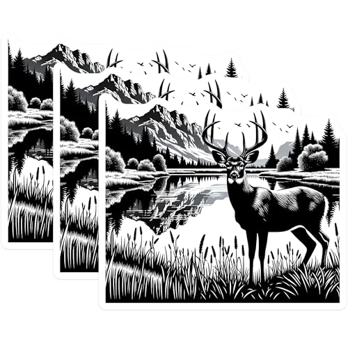(3 Pack) Deer Decals - Wildlife Silhouette - Nature Lover Decal - 3 Inches On Longest Side - Easy Peel & Apply - Made in USA - 3MCS7414
